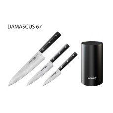 Набор из 3-х ножей SAMURA 67 DAMASCUS овощной, универсальный, шеф и подставки